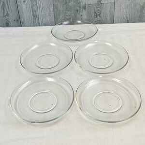 Lot of 5 Small Arcoroc France Clear Glass Plates Saucers Tablescape Craft Supply